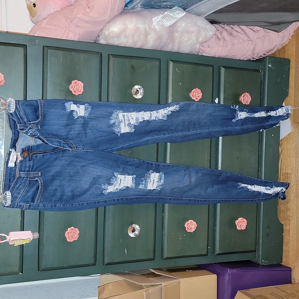 Distressed ripped jeans
